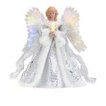 Fe ange figurine dcoration de sapin de nol, flanelle peluche ange sapin de nol blanc et or pour jouet, ...
