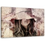 Feeby - tableau, femme au chapeau boh�me - 60x40