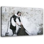 Feeby - tableau sur toile, maid banksy - mural street art - 60x40