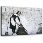 Feeby - tableau sur toile, maid banksy - mural street art - 90x60