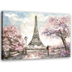 Tableau sur toile, tour eiffel paris rose - 120x80