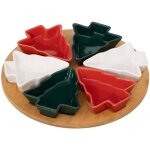 6 bols en forme de sapin, sur un plateau en bambou, � 27 cm