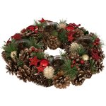 Fric lights and christmas - bougeoir centre de table couronne en bois dcor nol & 4 photophores en ...