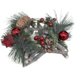 F��ric lights and christmas - bougeoir centre de table etoile en bois d�cor� no�l & photophore en verre ...