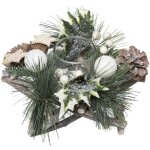F��ric lights and christmas - bougeoir centre de table etoile en bois d�cor� no�l & photophore en verre ...