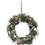 F��ric lights and christmas - couronne de no�l d�corative en bois vert et blanc avec branches et d�coration ...