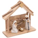 Cr�che de no�l sculpt�e avec 3 santons - feeric christmas