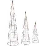 Fric lights and christmas - dco lumineuse lot de 3 sapins cnes en mtal dor 90 led blanc chaud - ...