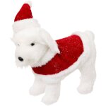 F��ric lights and christmas - d�co de no�l chien en habit de no�l rouge et blanc h 30 cm - feeric christmas ...
