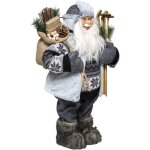 F��ric lights and christmas - figurine de p�re no�l traditionnel en gris avec skieur, hauteur 45 cm - ...