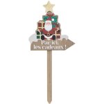 F��ric lights and christmas - pancarte p�re no�l en bois avec cadeaux et message h 60 cm - feeric christmas ...