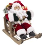 Fric lights and christmas - pre nol en habit traditionnel velours rouge sur sa luge 26 x 15 x 26 ...