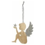 Sujet de nol ange polaire 19cm naturel & argent - paris prix