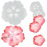 6 pices forme de fleur moules en rsine, rsine poxy moulage silicne coaster moule, plateau, assiette ...