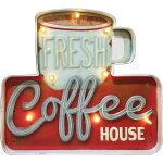 Enseignes lumineuses décorations murales de café, décor en étain gaufré fait à la main vintage en métal, ... Enseignes lumineuses décorations murales de café, décor en étain gaufré fait à la main vintage en métal, ...