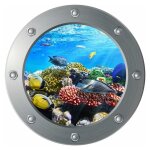 Kueatily - sticker mural 3d sous - marin hublot ocan world sous - marin - fei yu