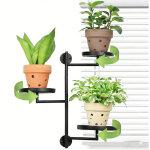 Fen�tre pivotante �tag�res � plantes en m�tal porte - fleurs, 3 �tages noir �tag�re � fleurs porte - ...