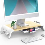 Fenge r�hausseur d'�cran d'ordinateur en bois, moniteur stand avec tiroir, support de moniteur / pc / ...