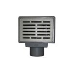 Ferrari srl - siphon de sol horizontal dn110, 170x240mm / grille en fonte 155x225mm, collecteur d'impurets ...
