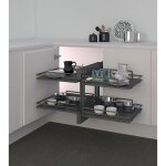 Ferrure 839 compact 2 pour meubles d'angle - ellite - reversible - ouverture de 414 mm - titanium - inoxa ...