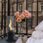 Feu de table vornado brasero de table � l'�thanol noir, brasero de table en acier inoxydable, brasero ...