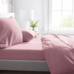 Feuille complte en microfibre souple solid color pink double 2 carrs pas de repassage