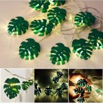 Feuille led guirlande lumineuse 6. 56ft 10 led suspendue guirlande lumineuse avec feuilles vertes de ...