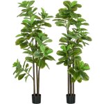 Homcom - ficus lutea artificiels 1, 80h m - lot de 2 ficus artificiels - 120 feuilles r�alistes par pied ...