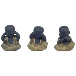 Signes grimalt figure de figurines de bouddha bouddha ne parle pas / voir / hey set 3u buddas noir 5x7x9cm ...