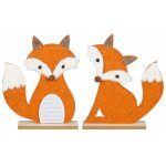 Figurine d�corative de renard en feutre sur bois 25x1x31cm d�coration d'automne