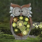 Figurine de hibou d'ornement de jardin, lumi�res ext�rieures � �nergie solaire, statue de jardin en r�sine ...