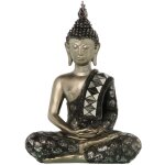Fijalo - figurine bouddha en rsine argente / noire 25x14x35 cm