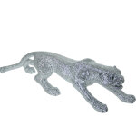 Fijalo - figurine panthre en rsine argent granul 115x26x24 cm