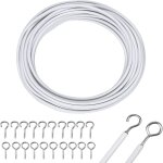 Filet de rideau 10 m fil de rideau blanc fil de rideau avec crochets et yeux de rideau cordon de rideau ...