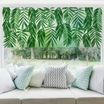 Ambiance - sticker - film fen�tre anti regard occultant - feuilles de palmier suspendues - stickers pour ...
