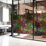 Ambiance - sticker - film fentre anti regard occultant - vitrail multicolor - stickers pour vitres & ...