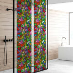 Ambiance - sticker - film fentre anti regard occultant - vitrail multicolor - stickers pour vitres & ...
