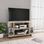 Nova - fimei meuble tv avec roulettes ch�ne sonoma 80x40x40 cm agglom�r�