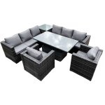 Fimous 8 places pe canapé d'angle en rotin set table à manger réglable set table basse avec 2 fauteuils ... Fimous 8 places pe canapé d'angle en rotin set table à manger réglable set table basse avec 2 fauteuils ...