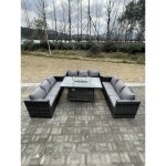 9 places en forme de u salon extrieur canap en rotin ensemble mobilier de jardin ensemble de chemine ...