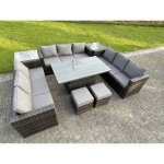 Fimous u rotin meubles de jardin chaises � manger set r�glable table � manger avec 2 tables basses lat�rales ...