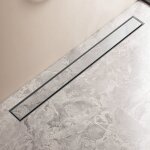 Finmrys - caniveau de douche 90 cm � carreler inox sortie d'eau flexible siphon sol d'�vacuation pour ...