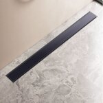 Finmrys - caniveau de douche en acier inoxydable - 70 cm noir verre - kit complet coulement de douche ...