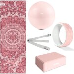 Kit de 5 accessoires kitwell - 500 rose pour yoga et pilates. enseble d'articles qui comprend tapis ethnique, ...