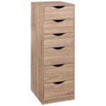 5five simply smart ? caisson 6 tiroirs bois naturel 33x38x100 cm ? panneaux agglom�r�s ? rangement documents ...