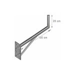 Fixation murale l support antenne et parabole 25 x 100 cm - dport 1 mtre pour grande parabole