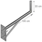 Fixation murale l support antenne et parabole 25 x 100 cm - d�port 1 m�tre pour grande parabole