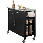 Desserte de cuisine  roulettes, chariot de service avec plateau en acier inox, 2 tiroirs, 2 portes, ...