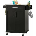 Desserte de cuisine à roulettes, chariot de service avec plateau en acier inox, 1 tiroir, 1 porte, tablettes ... Desserte de cuisine à roulettes, chariot de service avec plateau en acier inox, 1 tiroir, 1 porte, tablettes ...