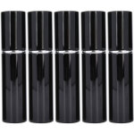 Flacon � parfum rechargeable en aluminium, atomiseur vide portable 10ml, lot de 5 pi�ces noir